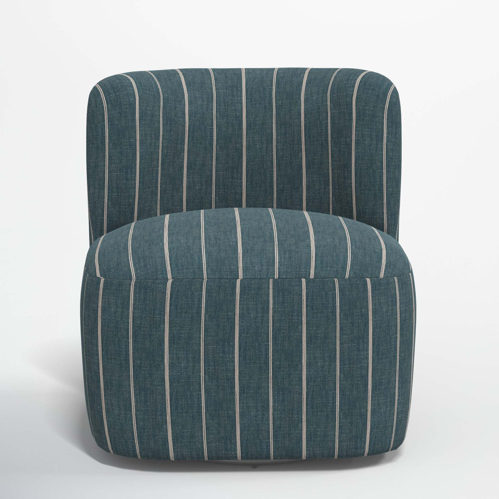 Mariza Swivel Slipper Chair, Fritz Indigo Stripe