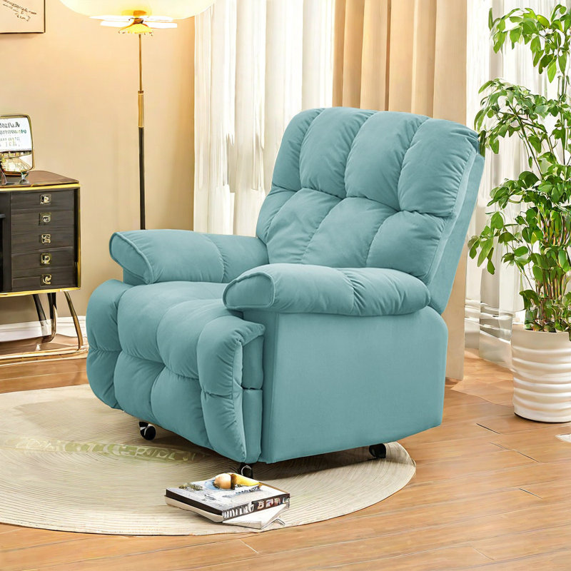 Fauteuil inclinable pivotant rembourré Kitchell, Bleu clair