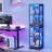 Glass Display Cabinet, 4-Tier Curio Cabinet with 3 Color Lights for Collectibles, Bookshelf with Door, Glass Display Case with Human Body Sensor, Black