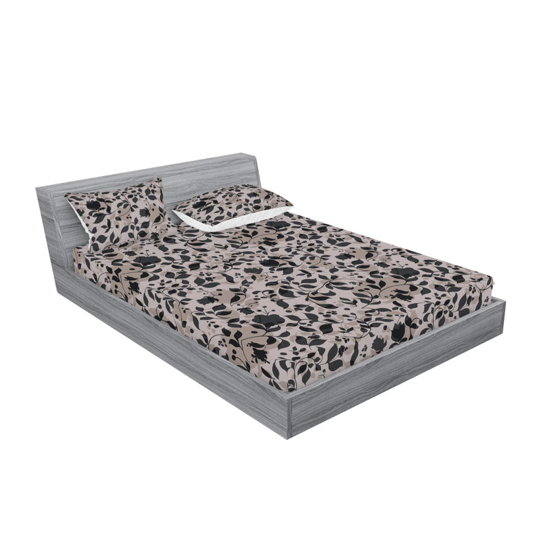 Drap-housse et taies décoratives Ambesonne, Mauve pâle, gris anthracite, gris / floral