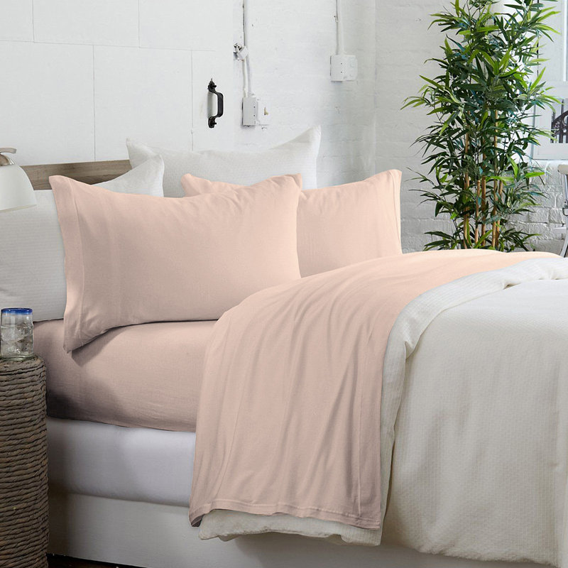 Ensemble de draps en mélange de coton Spilsby, Grand + 2 taies d'oreiller, Rosé
