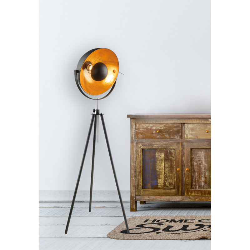 Milana 1 Light Silver Tripod Floor Lamp, Black, Black