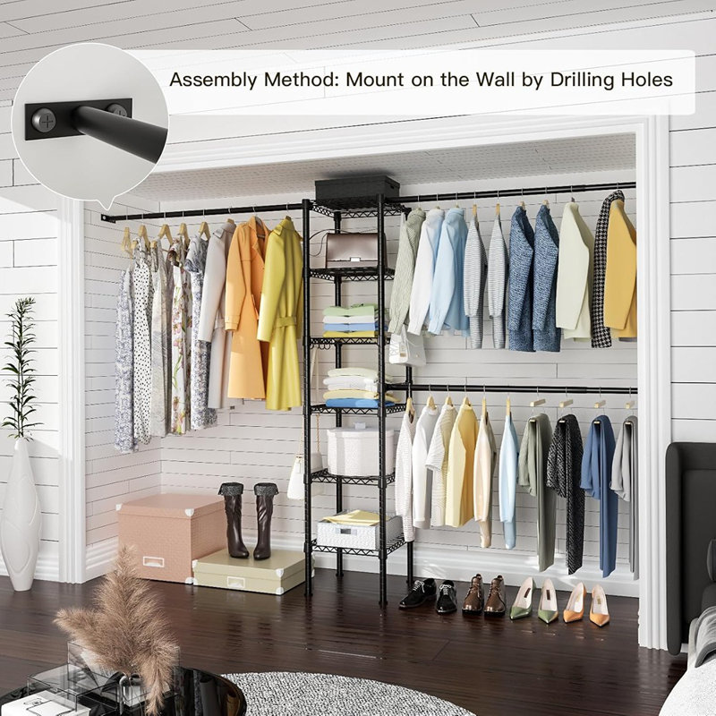 Closet Storage Organizer System, 6 Tiers Heavy Duty Meta...