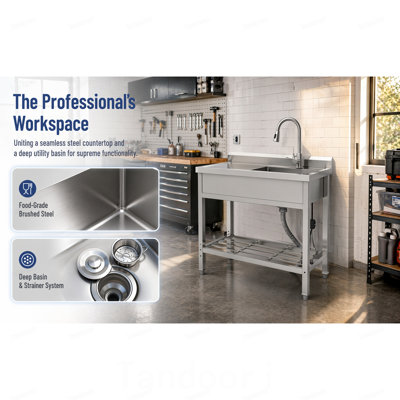 Stainless Steel Utility Sink, Freestanding Sink 2