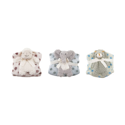 Plush Animal With Polka Dot Blanket