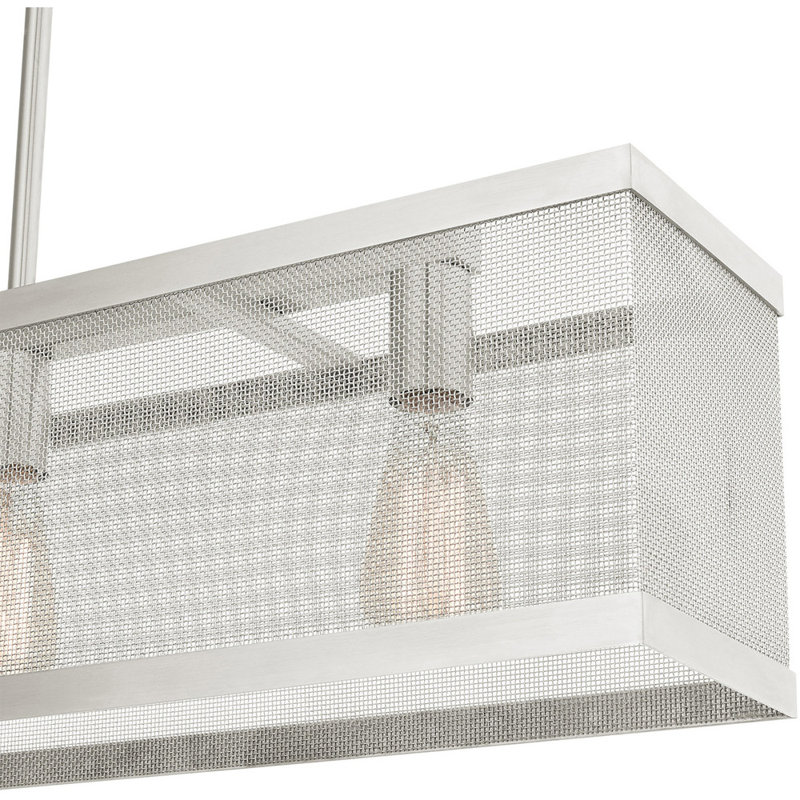 Lustre classique à 3 lumières avec abat-jour, Nickel brossé