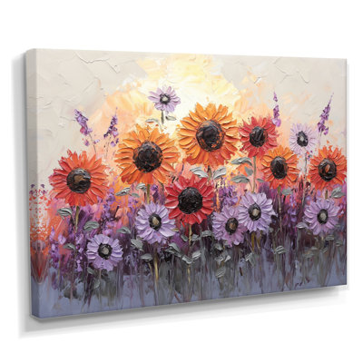 Lavande et coucher de soleil aux couleurs du champ de tournesols II - tournesols, reproduction sur toile