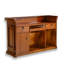 Bureau de réception traditionnel en bois massif, finition noyer foncé avec motif en relief