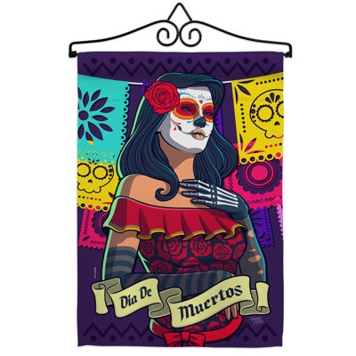 La Calavera Catrina 2 faces polyester 19 x 13 po Ensemble de drapeaux