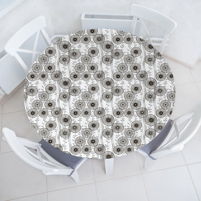 East Urban Home Abstract Fitted Round TableclDark Taupe Grey 77697