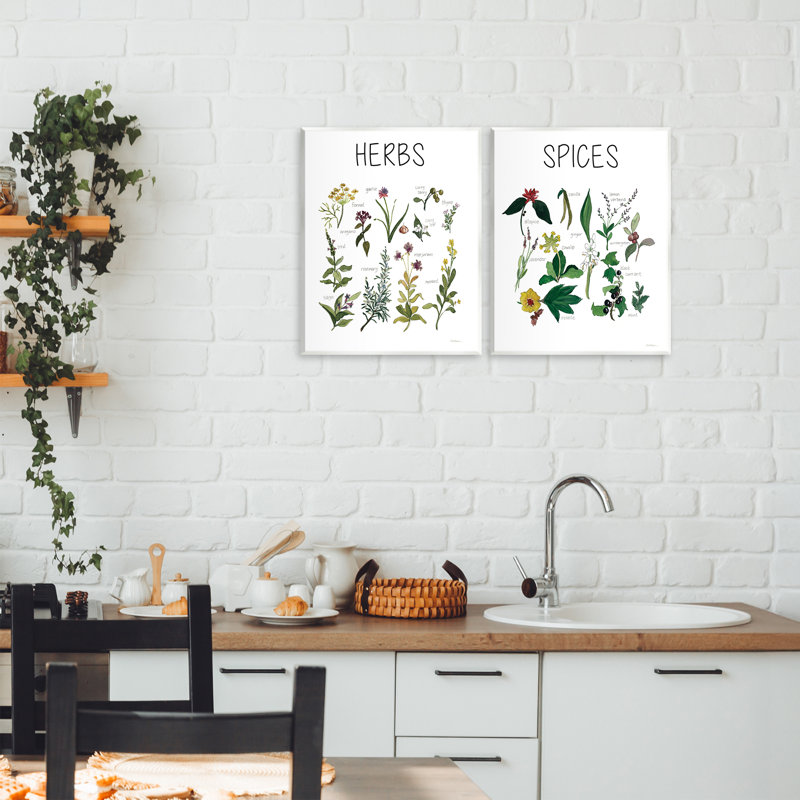 Ensemble de 2 plaques murales Culinaires, herbes et épices, design par Carol Robinson