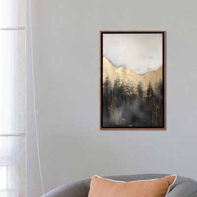 «Mountain Forest Gold Abstract Paint III», reproduction d'art encadrée