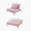 Coussin convertible pour canapé-lit simple, pieds en métal doré, tissu en peluche (rose).