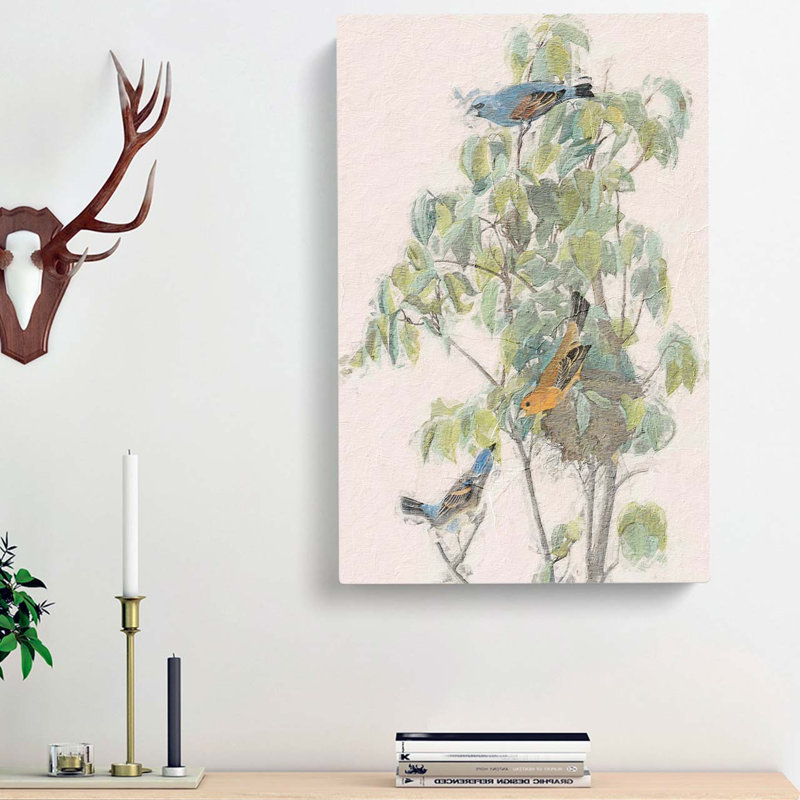 Blue Grosbeak Birds by John James Audubon - Wrapped Canvas, 60cm H x 40cm W x 3cm D