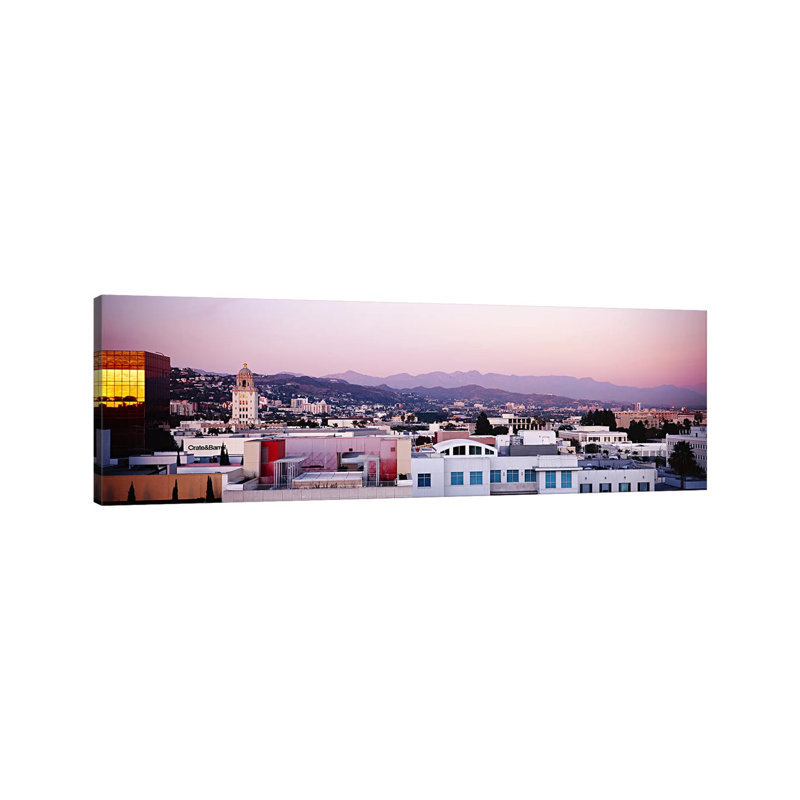 High Angle View Of A Cityscape - Wrapped Canvas Panoramic Print, 30.48 cm H x 91.44 cm W x 1.91 cm D