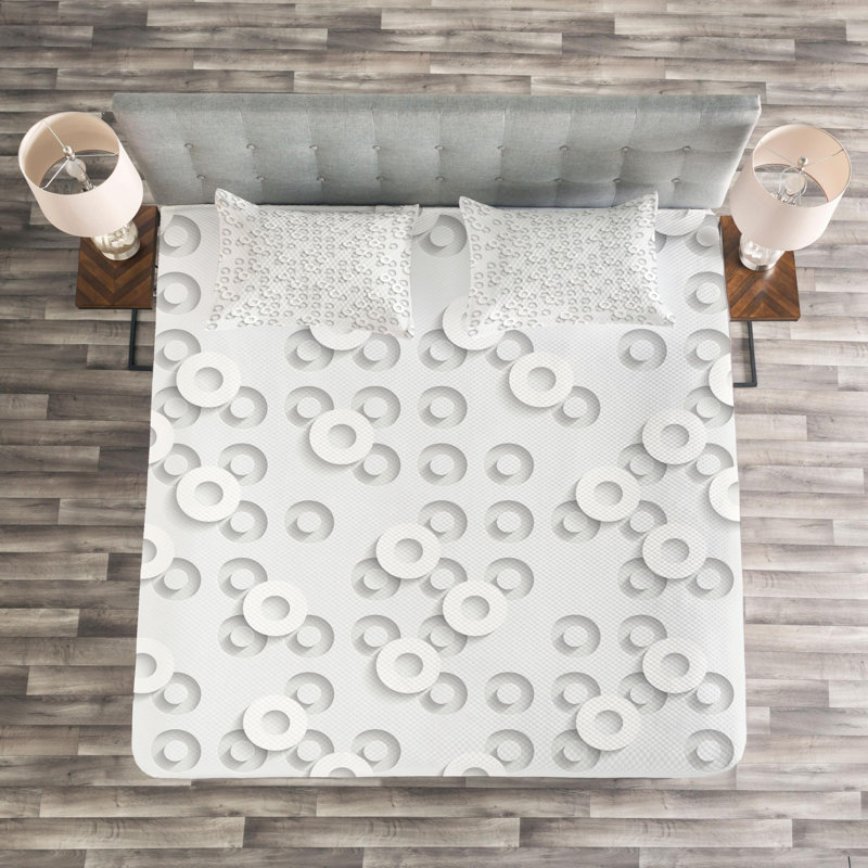 Modern & Contemporary Geometric Shapes Coverlet, Queen Coverlet + 2 Shams