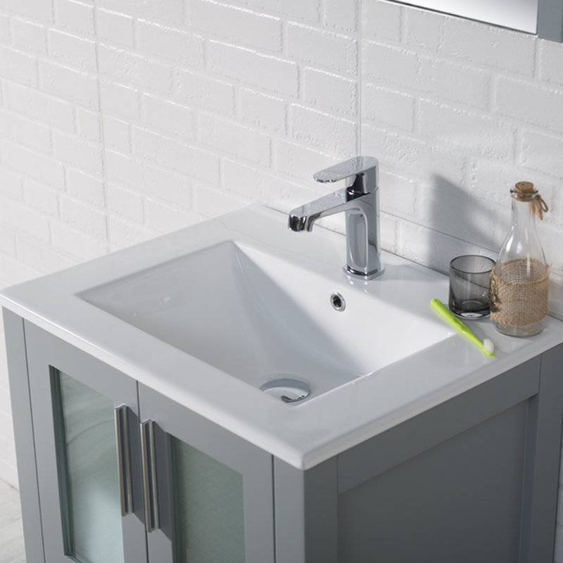 Meuble-lavabo simple 24 po avec lavabo, Gris métallique