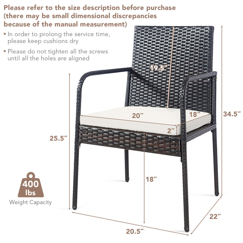 Wicker Premium All-Weather Wicker Outdoor Dining Armchair with Cushion