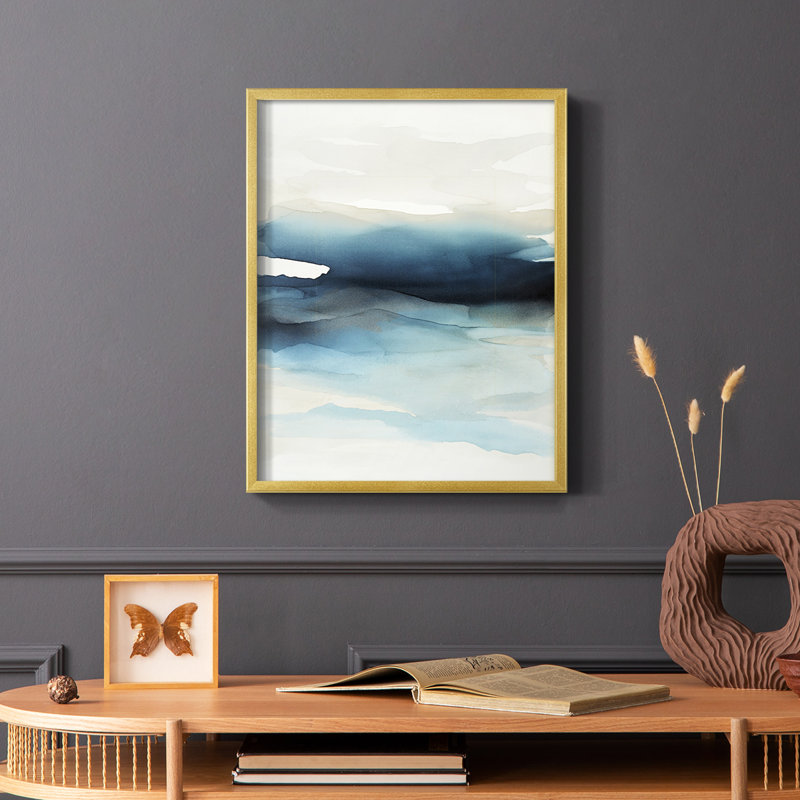 «Waves II», reproduction encadrée - bois massif, Or, H 14 po x l 11 po