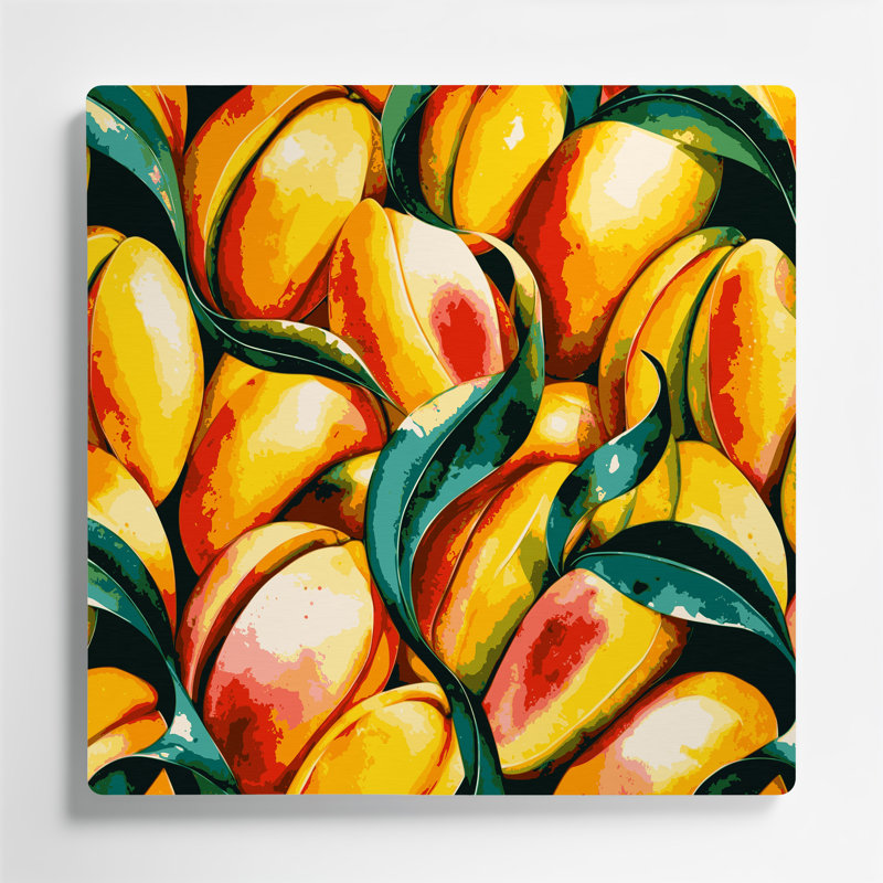 Art mural en métal jaune mangue fruit, H 32 po x l 32 po