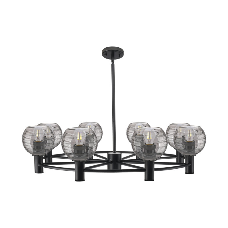 Lustre suspendu 8 lumières Crown Point, Noir mat