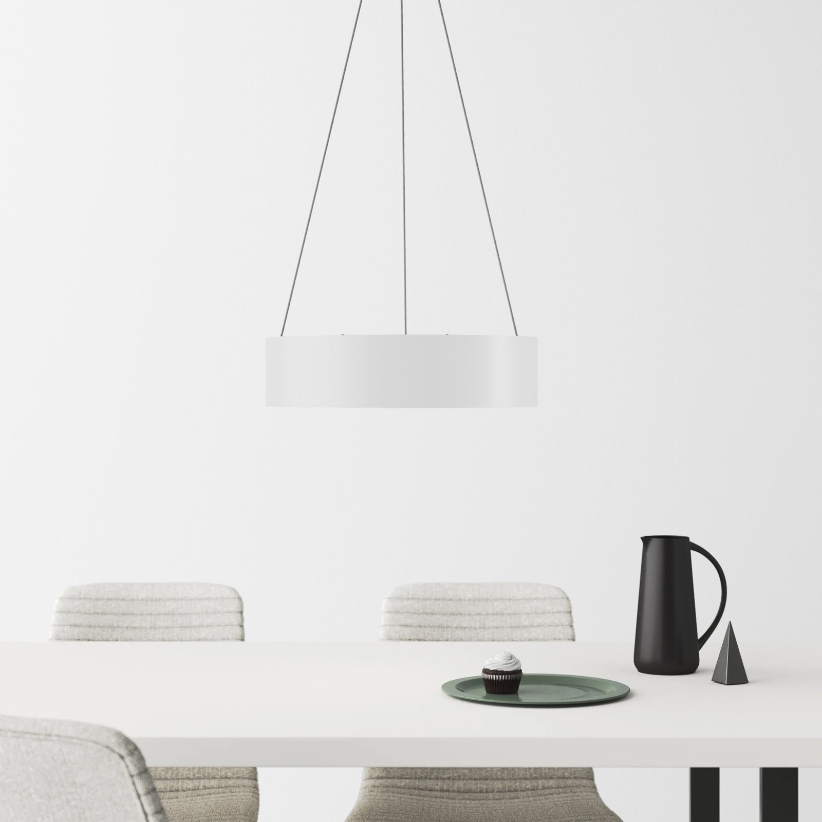 Fynn Single Light Steel Dimmable LED Pendant, White