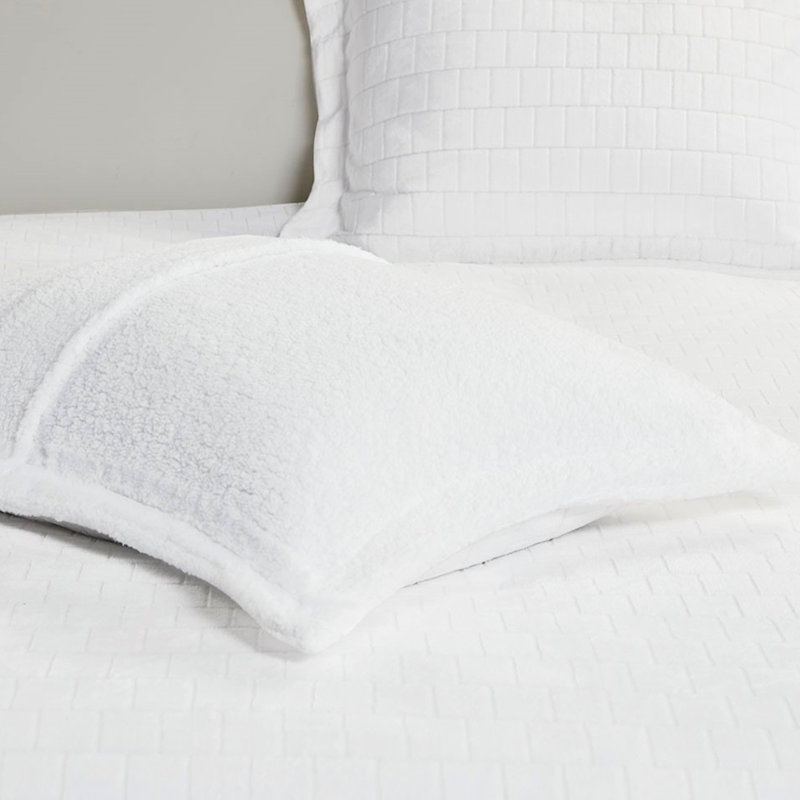 Grand lit à l'édredon - bourre décorative avec motif texturé doux et confortable, Édredon grand et 2 taies décoratives