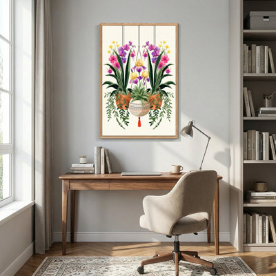 Ensemble de 1 tableau encadré sur toile à motif floral, 24 x 36 pouces