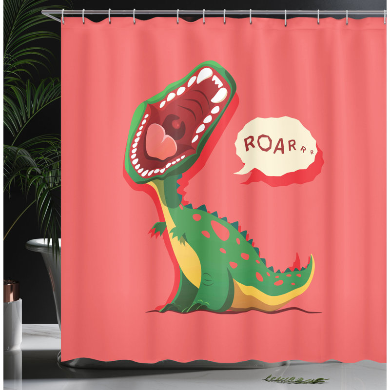 Ensemble de rideau de douche et de crochets dinosaur, H 70 po x l 69 po