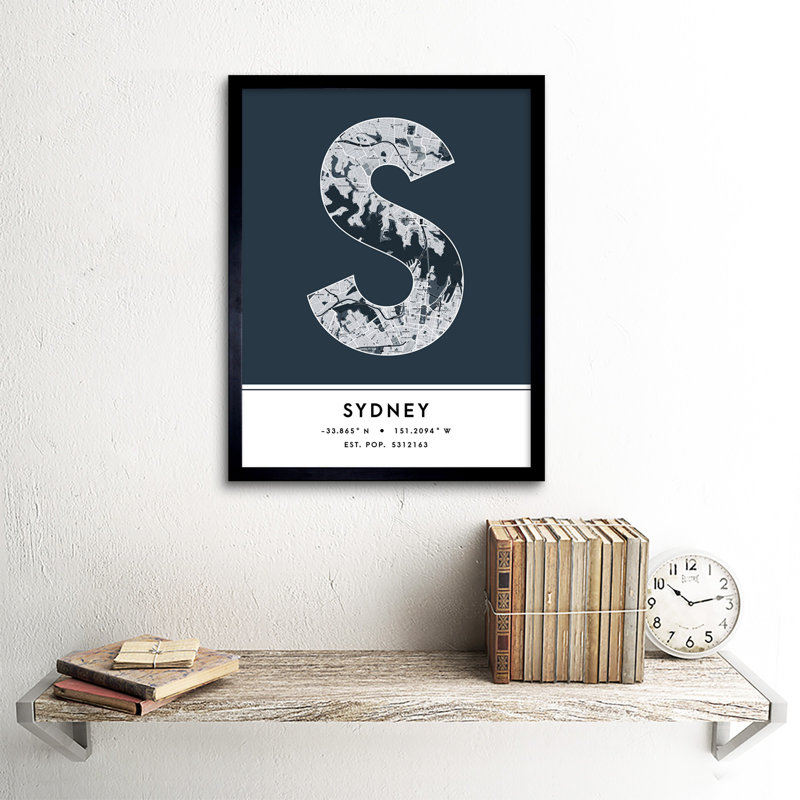 Sydney Australia City Map - Single Picture Frame Typography
