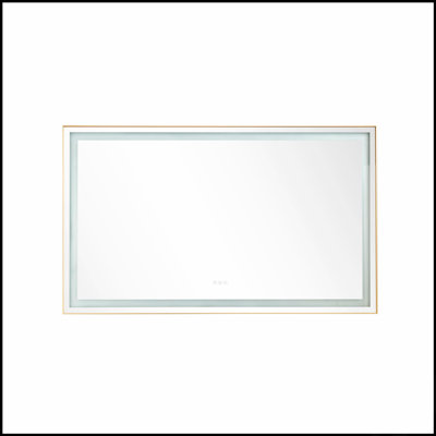 60 X 36 Inch LED Bathroom Mirror With Aluminum Frame, Wall Mounted Vanity, Anti-Fog, Memory, 3 Colors, Stepless Dimmable