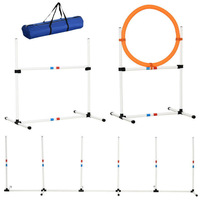Adjustable Dog Agility Training Set with Jump Ring and Hurdle