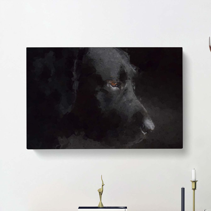 Black Labrador Retriever In Abstract - Wrapped Canvas Print, 50cm H x 76cm W x 3cm D