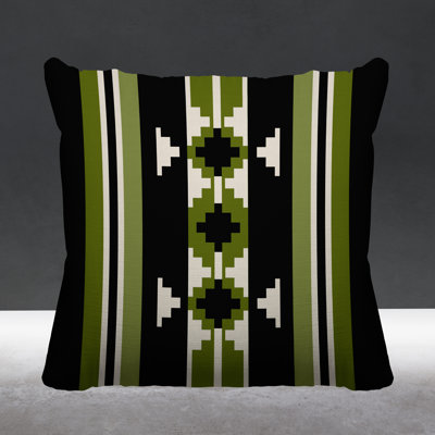 Sakari Geometric and Ikat Outdoor Reversible Throw Pillow