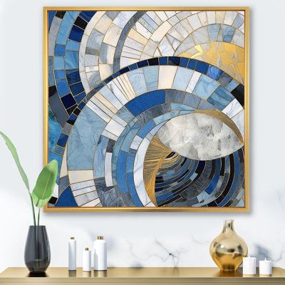 Gold Constructing Blue Realms I - Abstract Shapes Wall Decor
