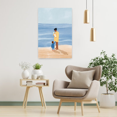 Family Beach Day Contemporary Beach Ocean Wall Art Print by Bea Muller - Wrapped Canvas Print