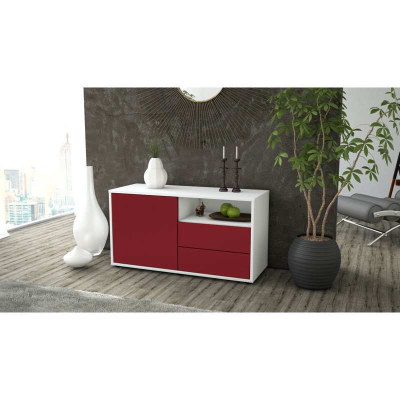 Tre 92cm W 2 - Drawer Chest of Drawers, White/Red