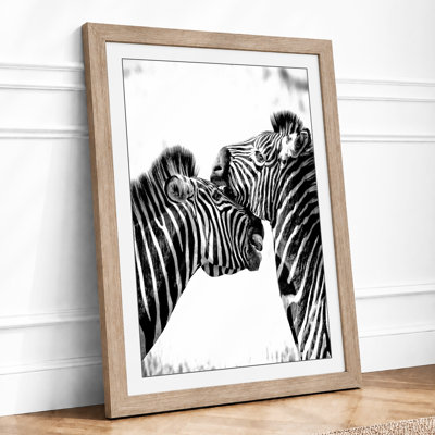 Zebras in Companionship Minimalist 1 Piece Single Picture Frame Wall Art