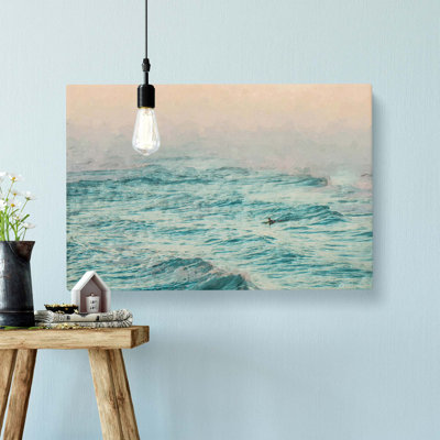 Surfing in Daytona Beach - Wrapped Canvas