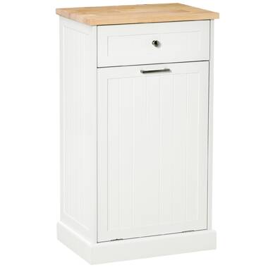 HOMCOM Kitchen Tilt Out Trash Cabinet, Can Holder with Storage, Wooden