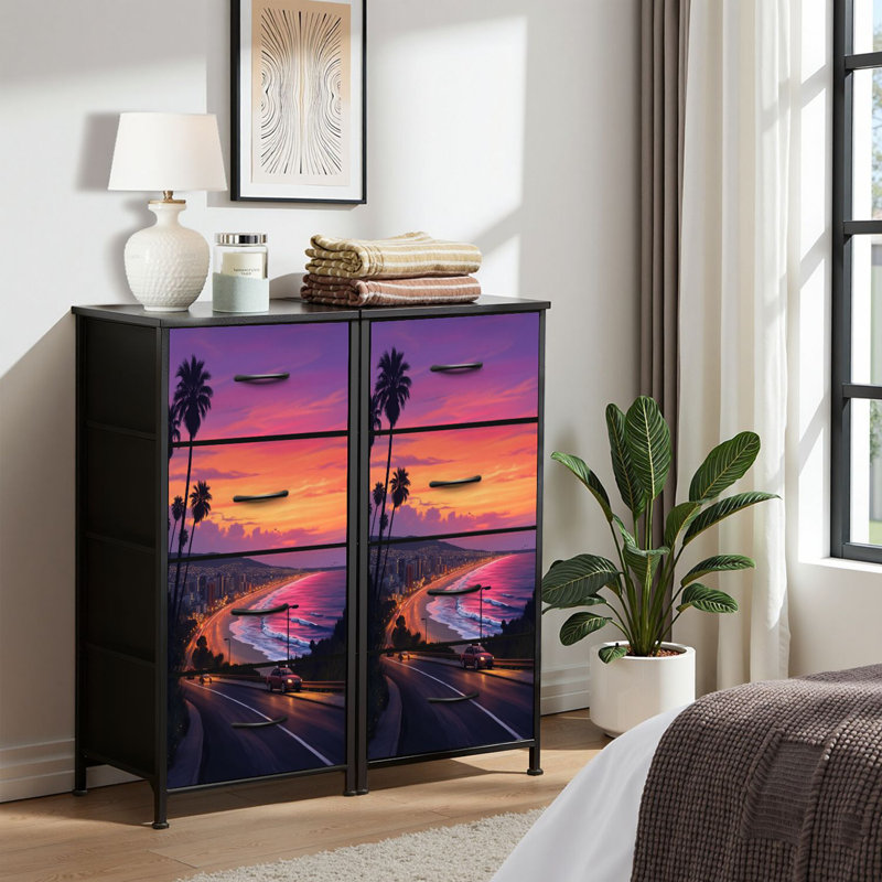 4 Drawer Dresser for Bedroom, Narrow Chest of Drawers, Wooden Top and Study Iron Frame 18"x37.5"-(WxH)