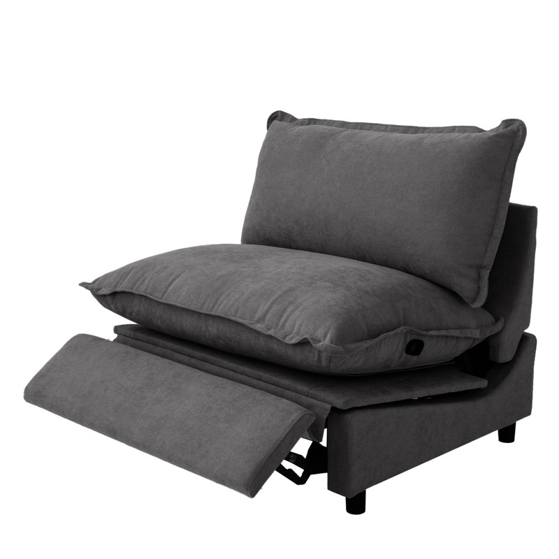 Chaise rembourrée sans accoudoirs en tissu de lin moderne, Gris