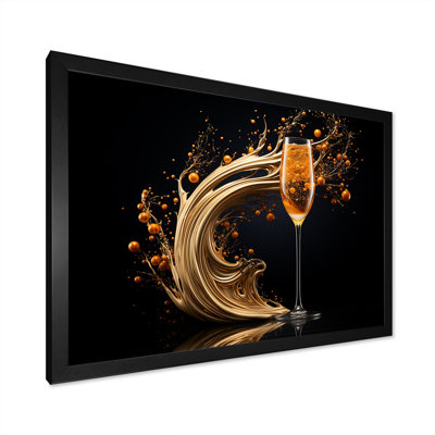 Champagne Spiral Glass Gold Splash - Champagne, art mural