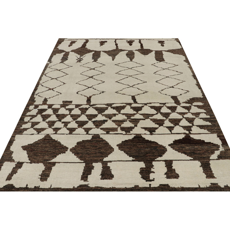 Moroccan Hand Knotted Wool Geometric Area Rug, Rectangle 12' x 15'