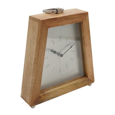 Roman Numerical Tabletop Clock in Brown/Silver