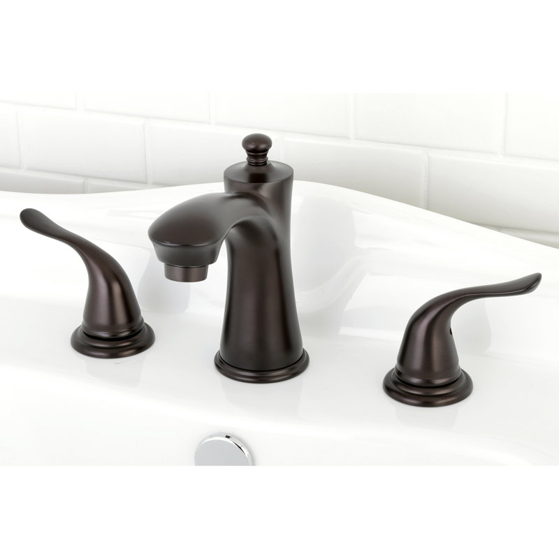 Kingston Brass Yosemite Two-Handle 3-Hole Deck Mount Widespread Bathroom Faucet with Retail Pop-Up Drain, Oil Rubbed Bronze