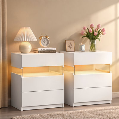 Nightstands set of 2 LED Night Stand