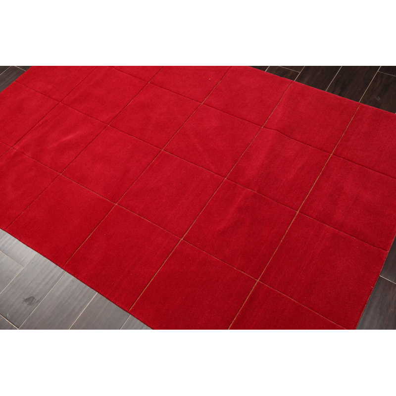 Tapis rouge en laine noué à la main Bacall