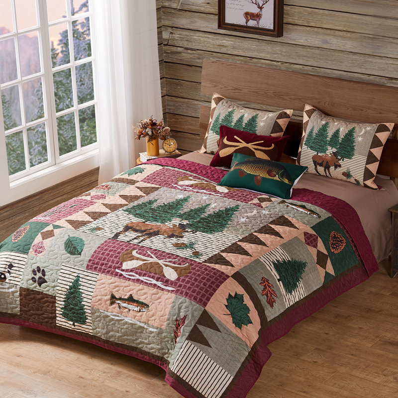 Ensemble de courtepointe Moose Lodge, Courtepointe très grand + 2 couvre-oreillers stan