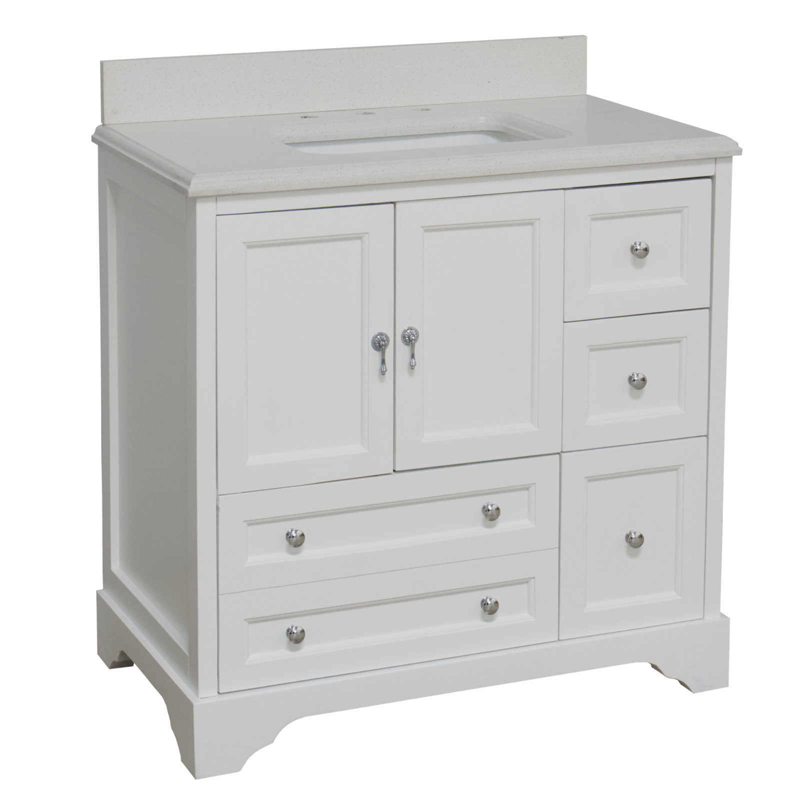 Tilford 36'' Single Bathroom Vanity, White, Quartz